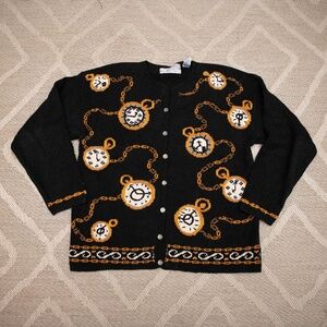 VTG Sweater Signatures by Northern Isle Clocks Pattern with decorative Buttons L
